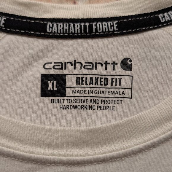Carhartt FORCE T-Shirt with Black Logo Relaxed Fit Cream Size XL - Picture 3 of 11